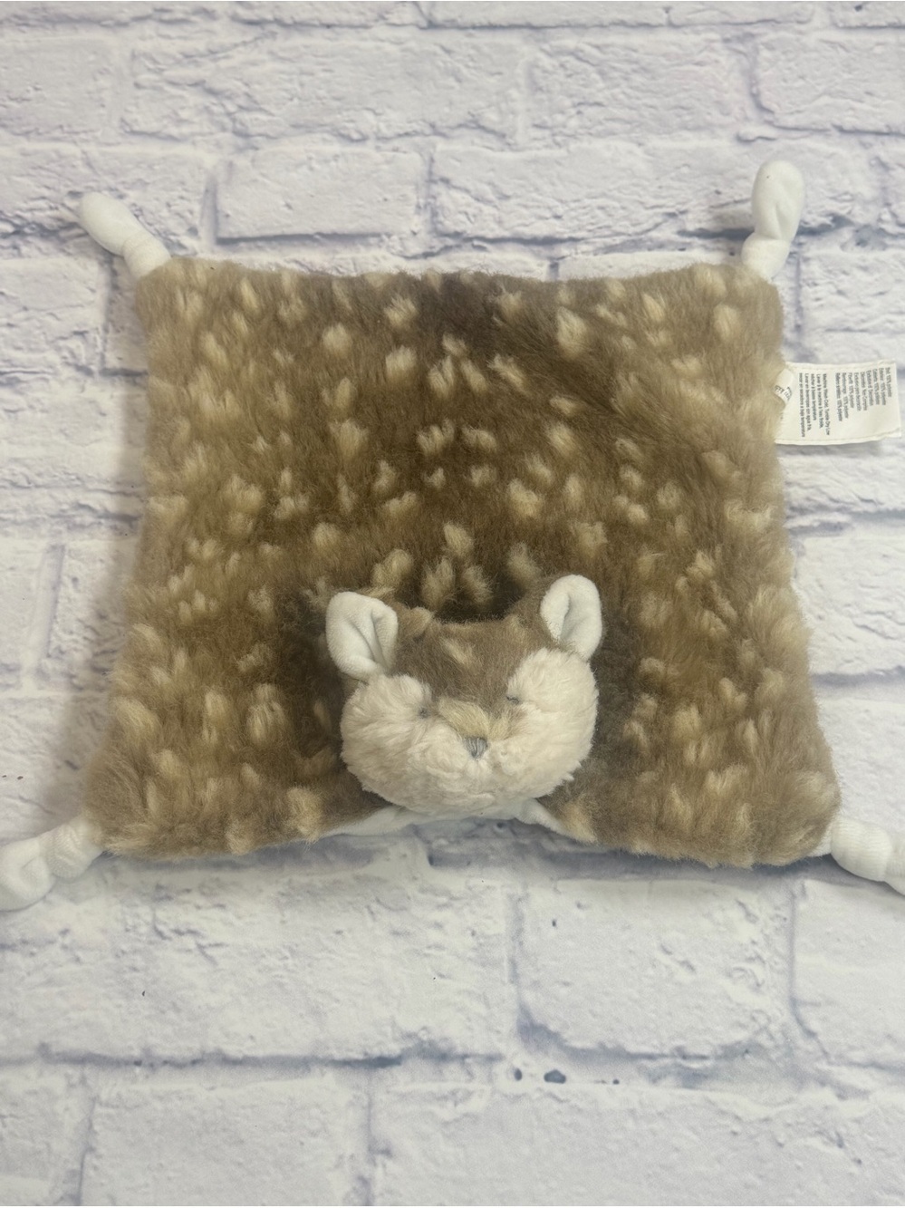 Pottery Barn Kids Plush Fawn Security Blanket with Stuffed Head - Brown & Cream